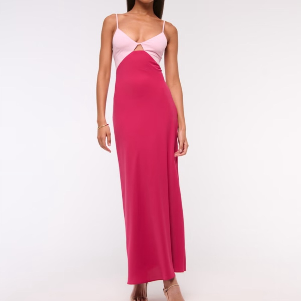 Abercrombie & Fitch Two-Tone Pink Maxi Dress with Cutout